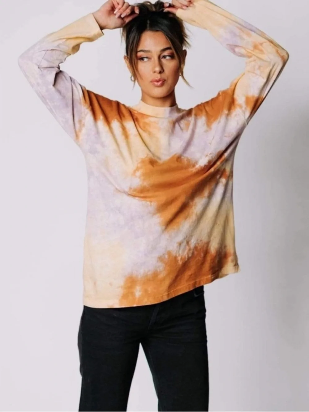 NWT Free People Be Free Tie Dye Oversized Long Sleeve Tee Lilac Woods
